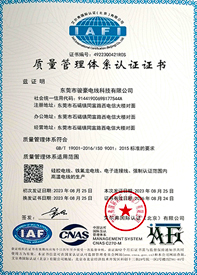 菲律宾亚星电线ISO质量治理系统证书